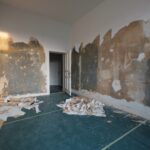 empty room during flat renovation, renovate home, removing wallpaper -